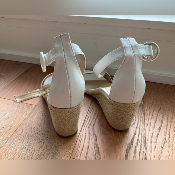 Gianvito Rossi Portofino 85 Leather Espadrille Wedge Sandals in White - Picture 3 of 8